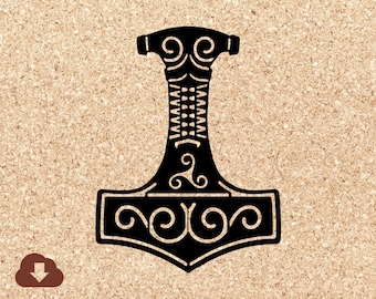 Celtic Old Norse Thors Hammer Mythology SVG Cut File PNG Transparent and JPG Use with Paper Vinyl Decals TShirts Personal and Commercial Use