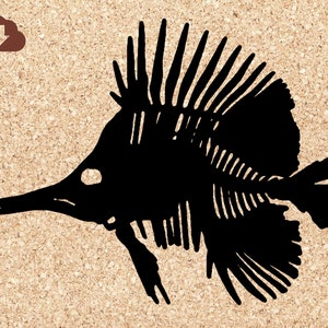 Fish Skeleton | SVG Silhouette Vector, Paper Craft, , Decal | Halloween & Beach House Decor | PNG JPG Digital Download Image