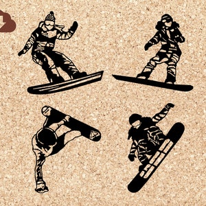 Snowboarding Girls SVG Bundle | Cricut Datei, PNG Clipart Silhouette | Winter Schnee Sport für Tshirts, Aufkleber, Bügelbilder