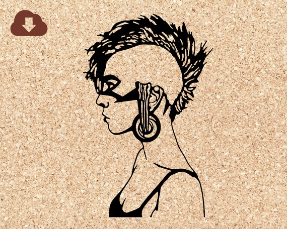 Graphic Punk Rock Girl With Mohawk SVG Cut File Cricut for