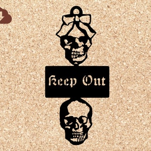 Halloween Boneyard Skulls Keep Out Stacked Sign SVG File for Papercraft Decoration Tshirt Decal Scrapbooking, Commercial and Personal Use