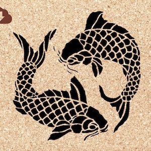 Chinese Koi Fish  | SVG, PNG, JPG Digital Download For Art Projects, ing, Painting, Wall Decor, Floors