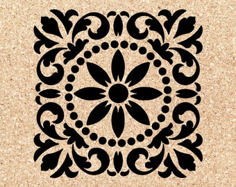 Mosaic Tile SVG Stencil Digital Download; PNG and JPG Clipart Vector; for Crafts Home Decor Projects Floors Walls Ceilings; Single Overlay