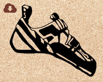 Rock Climbing Shoe | PNG, JPG, SVG Cricut File Silhouette For Team T-shirts, Vinyl Decals, Crafts | Mountain Bouldering, Indoor Sport, Trad