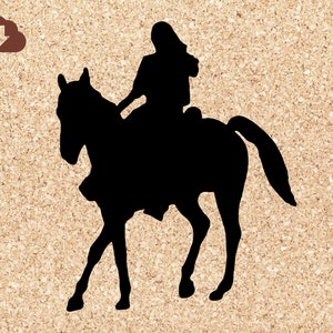 Equestrian Girl Horse Riding | SVG Cut File Silhouette For DIY Card Making, Scrapbooking, Vinyl Decals, T-shirts | PNG Clipart Image