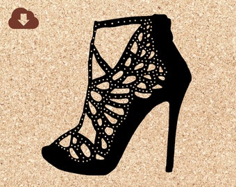 High Heel Fashion Shoe With Rhinestones | Cricut SVG File Clipart For Party Invite Cards, s, Scrapbooking | JPG PNG Digital Image