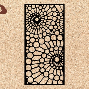 May include: Black and white geometric design with a repeating pattern of circles and lines. The design is reminiscent of a honeycomb or a spider web.