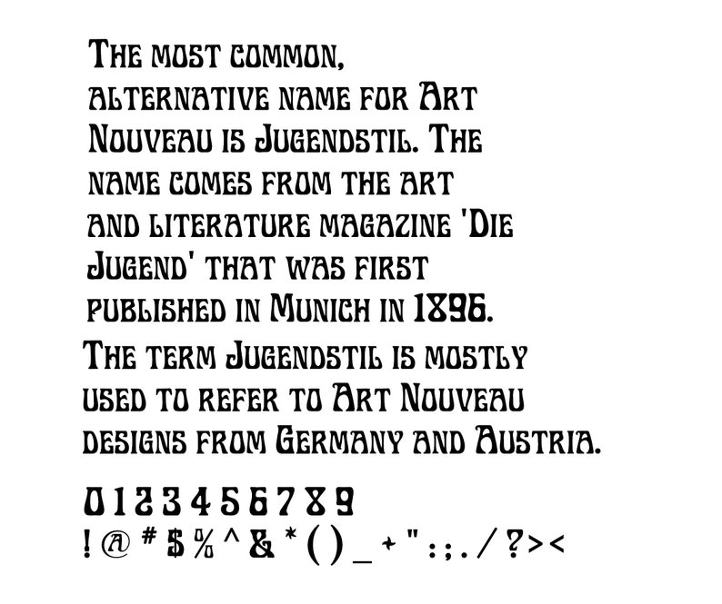 Art Nouveau Script Font for Digital Download / OTF Font Etsy