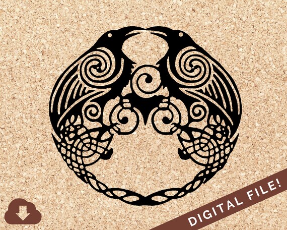 Download Old Norse Huginn And Muninn Ravens Celtic Knot Silhouette Svg File For Cricut Paper Cut Decal