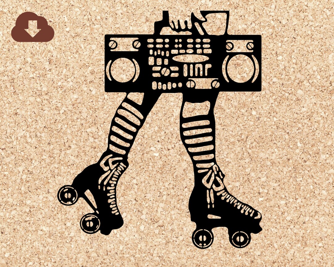 Woman Skating Holding Boom Box SVG File Roller Skates