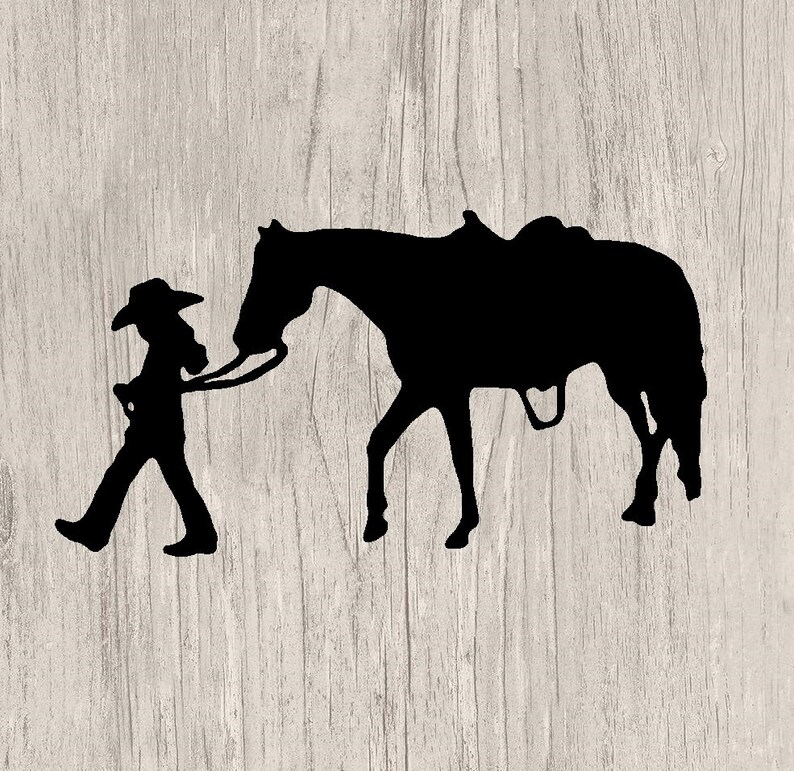 Download Little Girl Walking A Horse Cowgirl SVG File For Machine ...