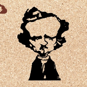 Edgar Allen Poe SVG Cut Out File,  Silhouette, Clipart Image For DIY Paper Projects, Art Inspiration, Teaching Aid, T-shirt Designs