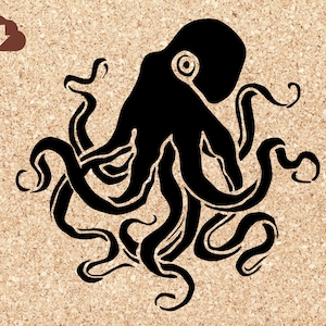 Octopus Stencil SVG Cut File | Perfect for Graphic Tee or Art Print; PNG & JPG for Clip Art; Cricut Cutter File for Crafts, Project, Card