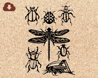 Insect Bundle SVG Cut Files for Digital Download. JPG PNG. Use with Paper, Vinyl, Decals, TShirts. Personal and Commercial Use.