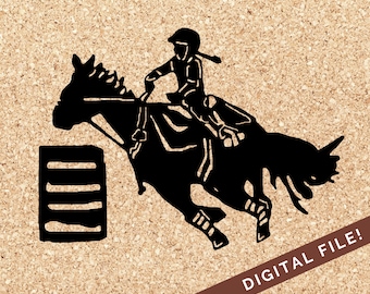 Young Girl Barrel Racing SVG Cut File / PNG JPG / Digital Download / Use for Tshirts Decals Paper / Personal and Commercial Use
