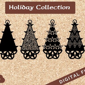 Four Layer Celtic Pentagram and Trinity Knot Christmas Trees SVG PNG JPG for Cricut Cutter or Clipart Commercial and Personal