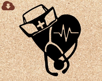 Nursing Heart Wearing A Cap | PNG JPG SVG Cut File For Paper Crafts, Card Making, Vinyl Decals, T-shirt Designs, Scrapbooking