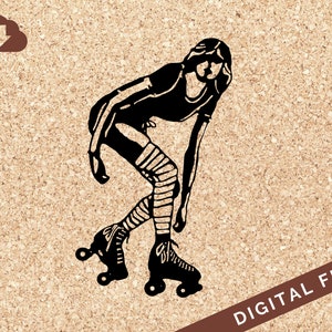 Woman Skating SVG Digital Download PNG JPG for ClipartVector Graphic for Art Projects, T-shirts, Paper Crafts, Decals Commercial & Personal