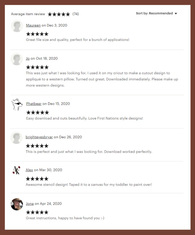 May include: Screenshot of customer reviews for a digital download product. The reviews are all positive and mention the ease of use and quality of the product. The product is described as a stencil design, perfect for crafting and DIY projects.