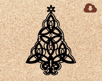 Celtic Knot Christmas Tree SVG PNG JPG Printable Holiday Decor Silhouette for Paper Crafts, Decals, Scrapbook, Posters, Prints, Art Projects