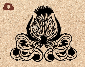 Scottish Thistle SVG Digital Download Scotland Flower Symbol Cricut Cut File For Paper Craft, Vinyl Decal TShirts PNG, JPG Clipart Image