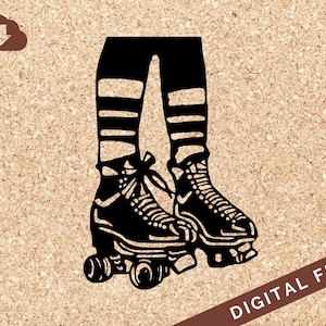 Roller Skates With Legs & Tube Socks | Cricut SVG Cut File Clipart | Icon Vector Graphic for Art Projects, Tshirts, Paper Crafts, Stickers