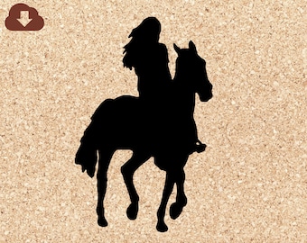 Equestrian Woman Riding Galloping Horse | SVG Cut Cricut File Silhouette For DIY Card Making, Scrapbooking, Vinyl Decals | PNG Clipart Image