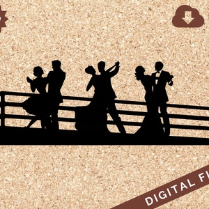 Couples Dancing on Balcony SVG File for Cricut Cutter PNG & JPG for Clipart Commercial, Personal Use, for T Shirts, Decals, Papercraft