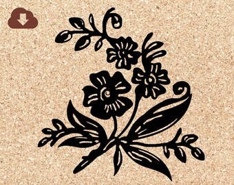 Morning Glory Ipomoea Flower | SVG Cut Cricut 3D Layered File, PNG , JPG Clipart For Paper Crafts, Art Projects | Floral Vine Leaves