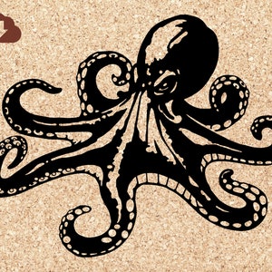 Angry Octopus SVG | Sea Animal Digital Download Cricut Cutter File / Printable PNG JPG Clip Art / Art, Crafts, Projects