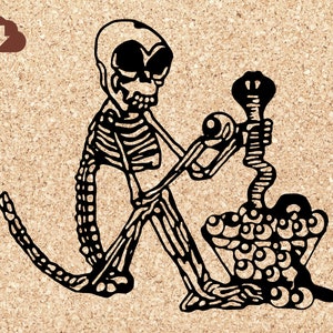 Monkey Skeleton with Eyeball Halloween SVG File, Digital Silhouette, Use for Scrapbook T-Shirt  Decal  Craft Art,  Personal and Commercial