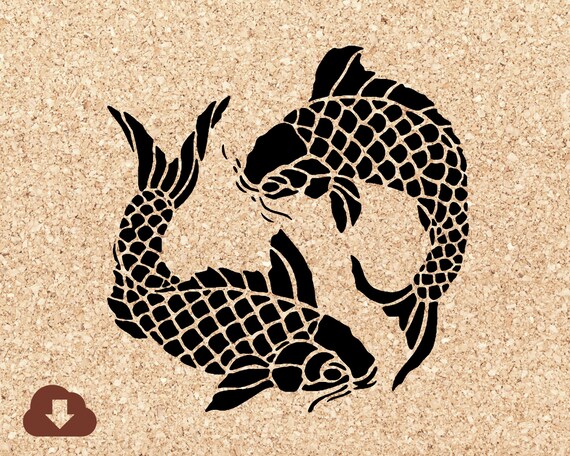 Koi Fish Stencil for Digital Download use for Art Projects | Etsy