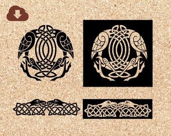 Celtic Double Headed Eagle Old Norse Mythology Motif | SVG Cricut File Cricut, PNG, JPG Clipart For Tshirts, Decor, Tattoo, Vinyl Decals
