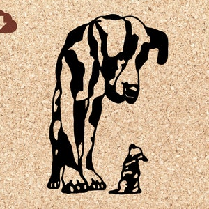 Great Dane SVG Looking Down At Chihuahua | Cricut Cut File For Vinyl, Decals, Tshirts, Paper Crafts | PNG JPG Digital Image Clipart Vector