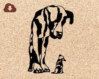 Great Dane SVG Looking Down At Chihuahua | Cricut Cut File For Vinyl, Decals, Tshirts, Paper Crafts | PNG JPG Digital Image Clipart Vector