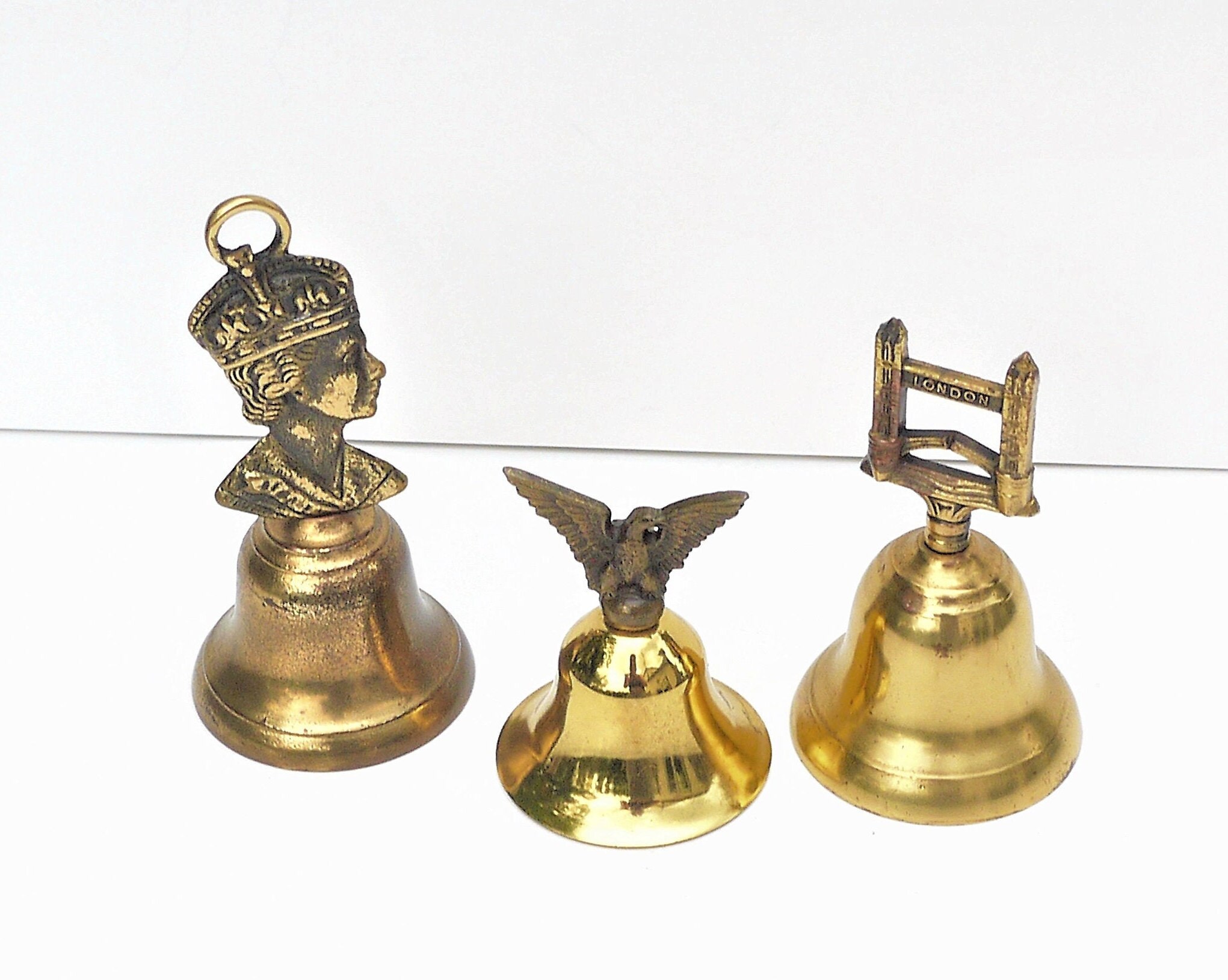 Vintage Brass Bell Еnglish Dinner Bells Queen Elizabeth Etsy