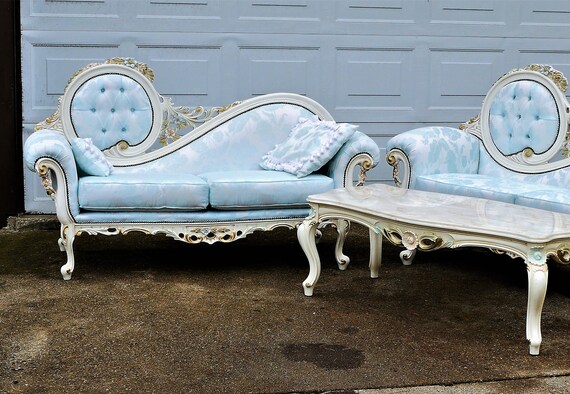 Rare Italian Antique French Settee Style Living Room Set Two