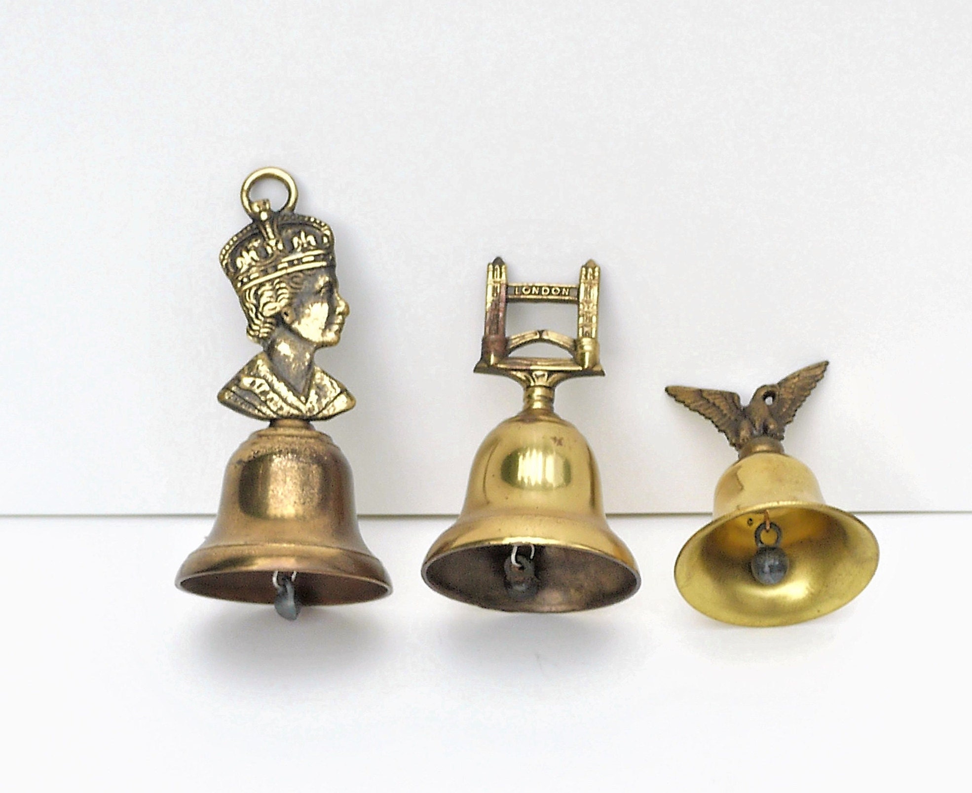 Vintage Brass Bell Еnglish Dinner Bells Queen Elizabeth Etsy