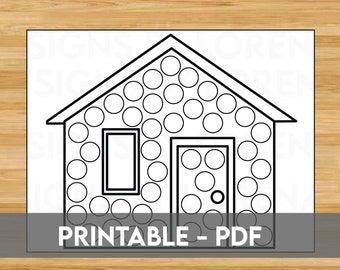 Dot Marker House Coloring Printable, Activity for Open House, For Realtors, Closing Activity, Realtor Printable, Realtor Kids, Dot Stickers