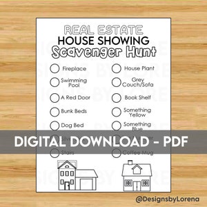 Scavenger Hunt House Showing Real Estate Printable, Open House Activity Sheet, Realtor Printable, Realtor Kids Printable, Printable for Kids