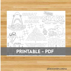 Activity Sheet for Shark Party Printable, Activity for Shark Party, Shark Party Activity Sheet, Shark Themed Printable Activity, Party Time