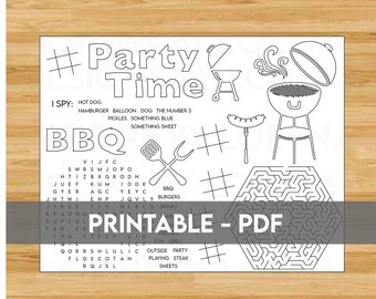 Activity Sheet for BBQ Party Printable, Activity for Outdoor Party, BBQ Party Activity Sheet, BBQ Themed Printable Activity, Party Time