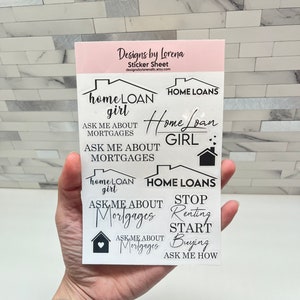 Mortgage Sticker Sheet, Home Loan Girl, Mortgage Lender, Loan Officer Stickers, Laptop Sticker, Broker Planner sticker sheet, SSM001