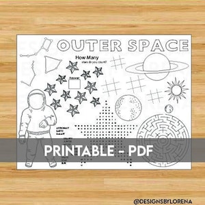 Activity Sheet for Space Party Printable, Activity for Space Party, Space Party Activity Sheet, Space Themed Printable Activity, Galaxy Part