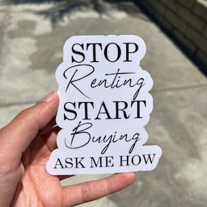 5 Pack Stop Renting Sticker, Realtor Stickers, Stickers for Realtors, Buy Sell, Real Estate Agent sticker, Gift for Realtor, Buy Sell Repeat