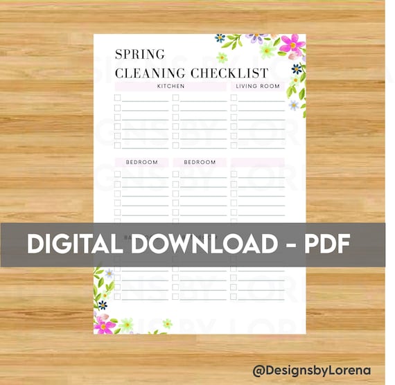 Basic Spring Cleaning Checklist Spring Cleaning Printable | Etsy