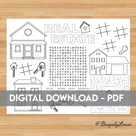 Activity Sheet for Real Estate Printable Activity for Open - Etsy