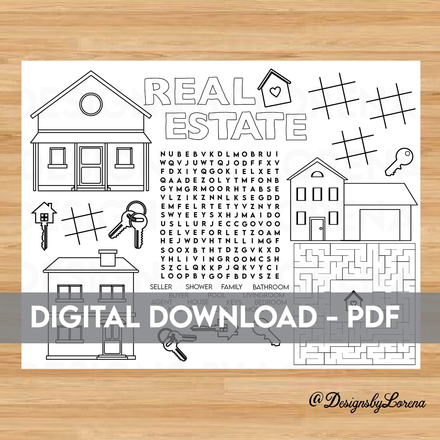 Activity Sheet for Real Estate Printable Activity for Open Etsy