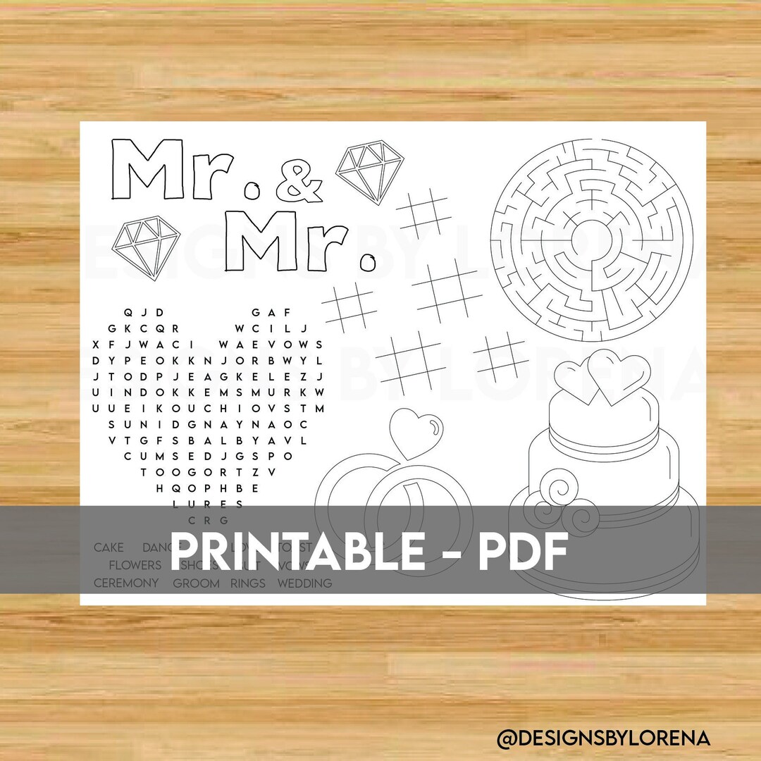 Activity Sheet for Wedding Printable, Activity for Weddings, Kids Wedding Day Activity, Wedding ...