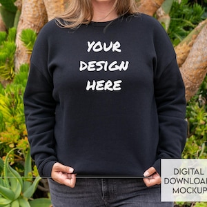 Bella Canvas 3945 Black Mockup, Unisex Large Drop Shoulder Fleece Mockup, Unisex Sweatshirt, Black Sweater Mockup, Digital Download,